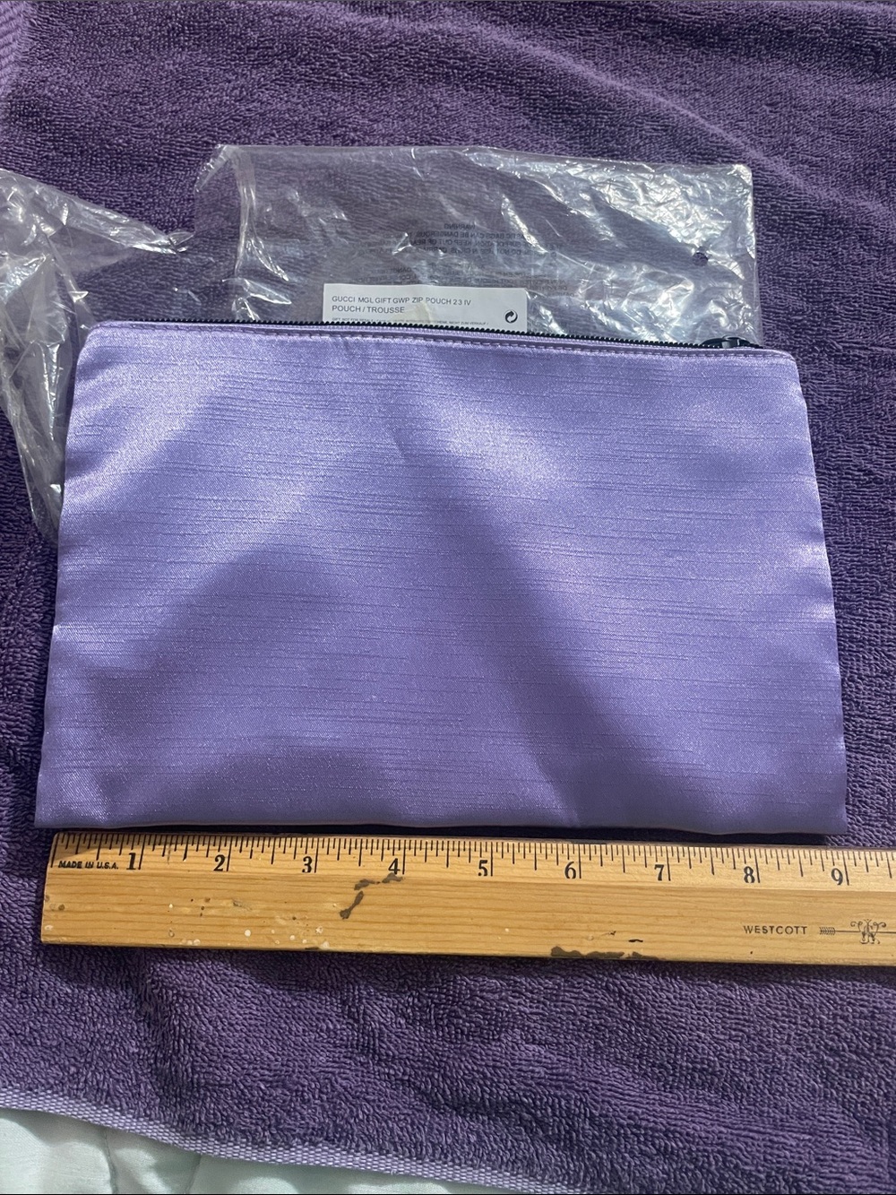 Gucci Beauty Purple shimmer cosmetic bag